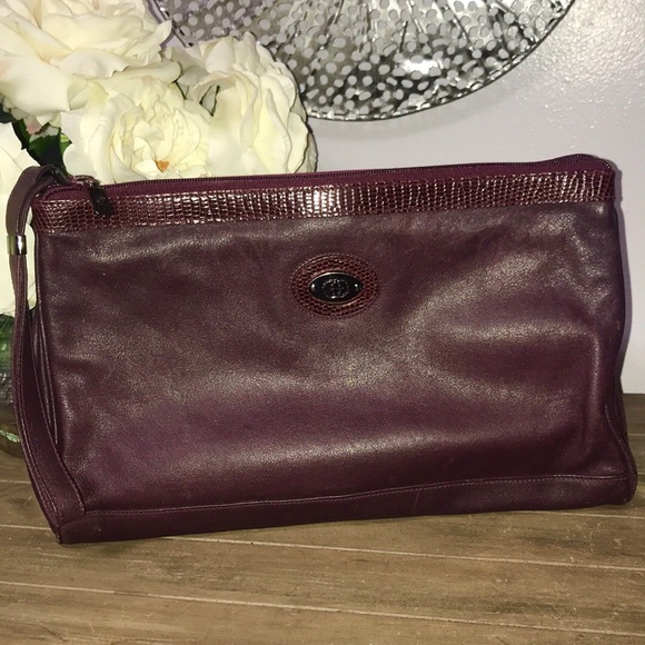 Vintage Gucci large leather clutch burgundy - Picture 1 of 8